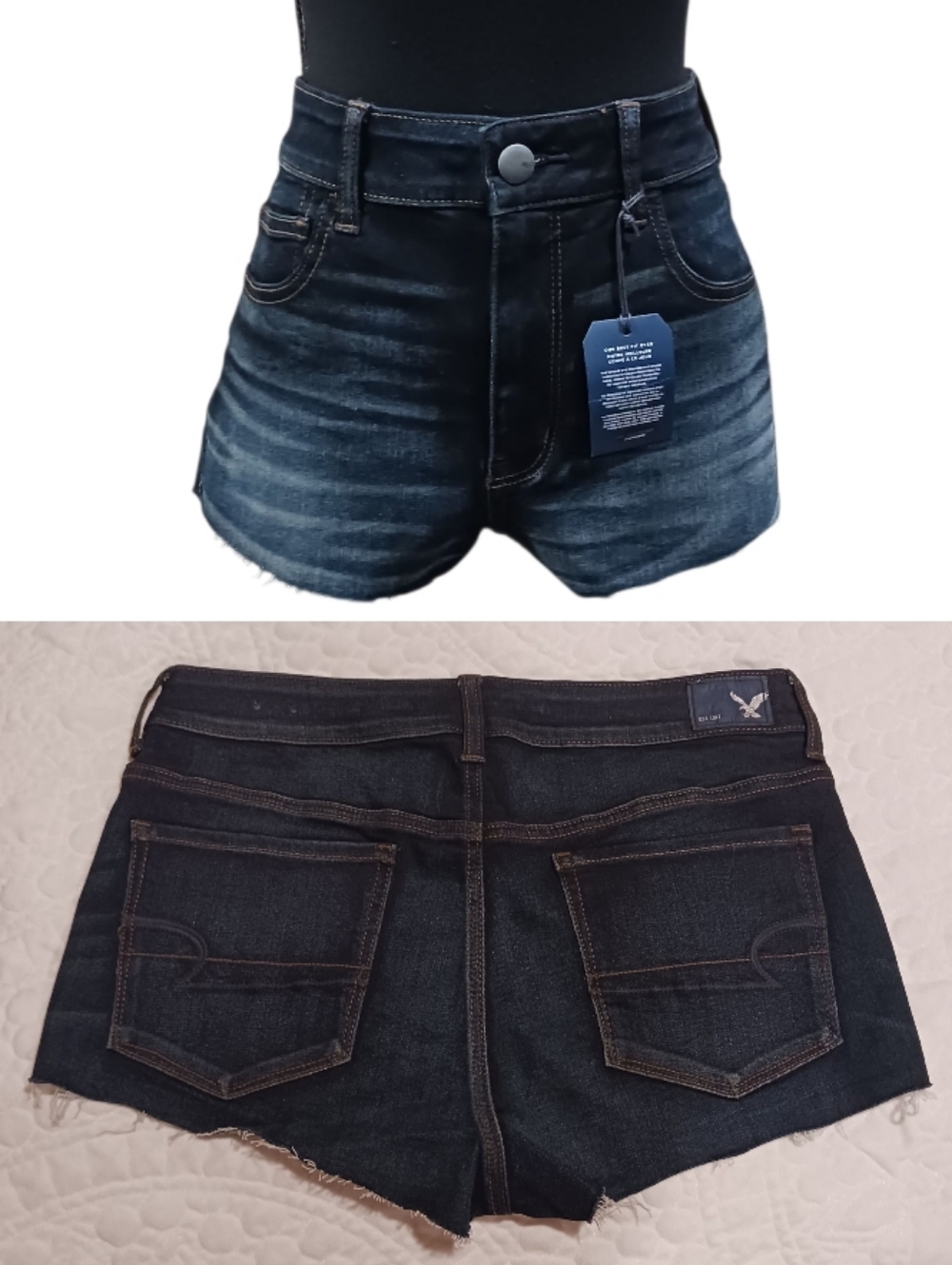 AE Hi-Rise Cheeky Shortie Shorts Super Stretch Raw Hem